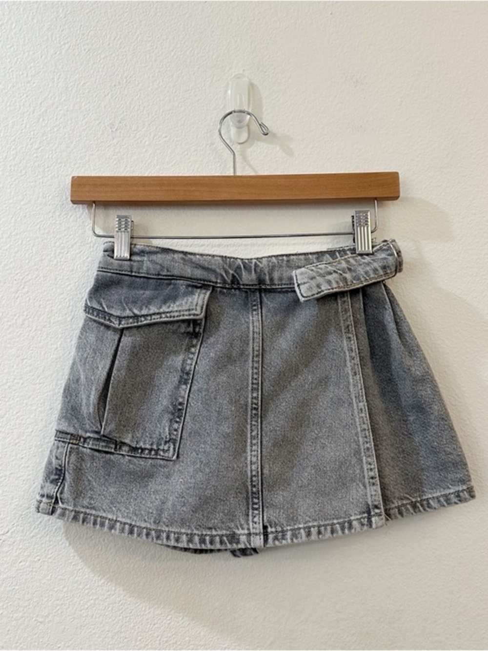Zara Girls Gray Denim Skort Wrap Skirt  Size 9‎
